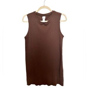 Chocolate Brown Ribbed Tunic Top